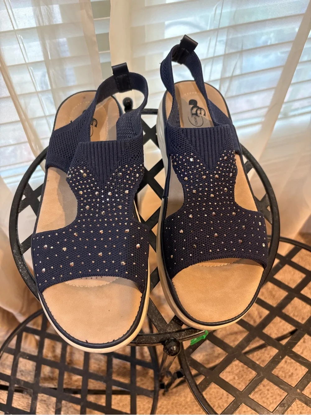Comfort Knit Slingback Sandals - Navy with Sparkle